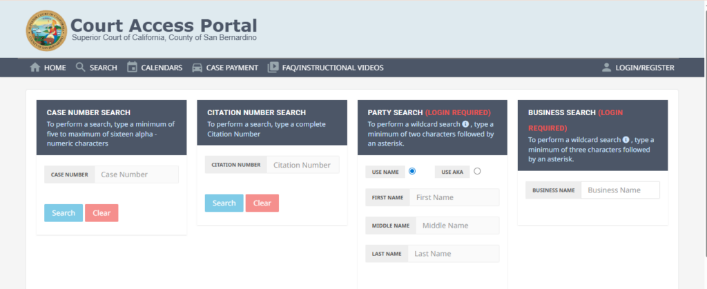 Search San Bernardino County Court Cases